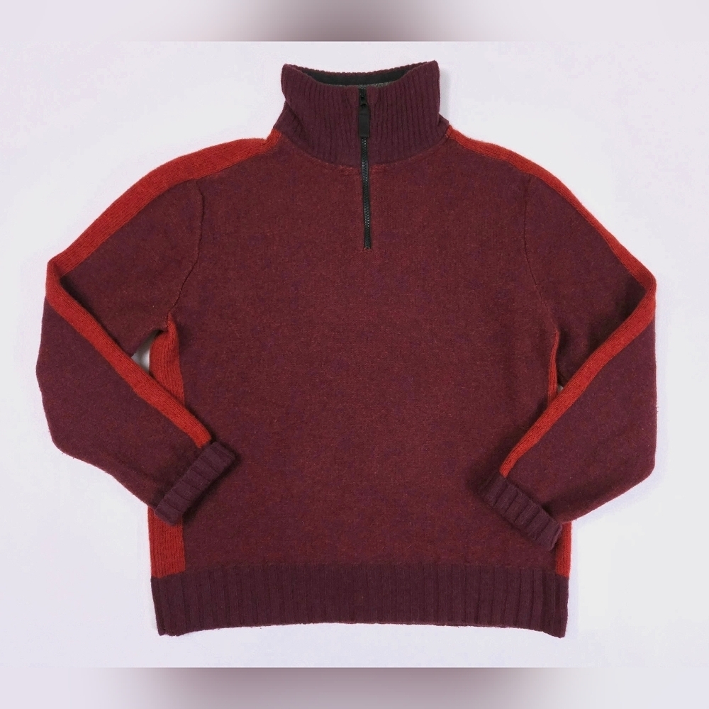 Gap Y2K 100% Lambswool Burgundy Red Quarter Zip Sweater Mens XL